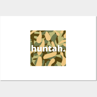 hawaii huntah slogan, hawaii pidign with camo background Posters and Art